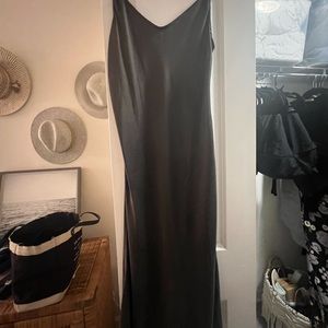 Dark gray silk midi dress